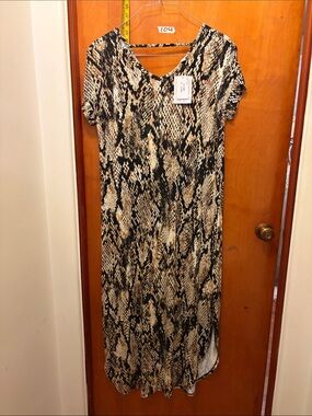 LuLaRoe Snake Print Maxi Dress in Black & Tan